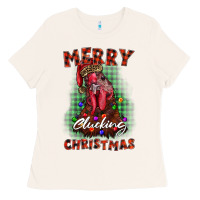 Bone merry clucking christmas rooster Ladies Tee - BarkalooDesign