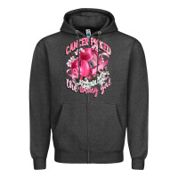 Charcoal Heather cancer picked the wrong girl Zipper Hoodie - CowGirlArtShop