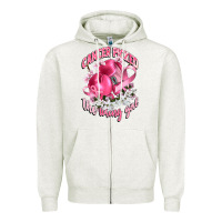 Oatmeal Heather cancer picked the wrong girl Zipper Hoodie - CowGirlArtShop