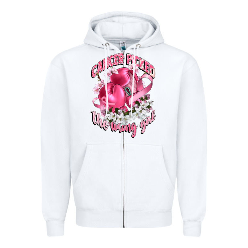 Cancer Picked The Wrong Girl Zipper Hoodie by CowGirlArtShop | Teevron