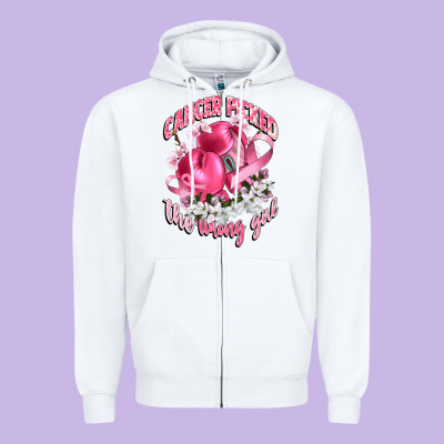 Cancer Picked The Wrong Girl Zipper Hoodie Designed By Cowgirlartshop