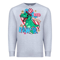 Heather Grey Red white rawr Premium Sweatshirt - FaDigitalArtStudio