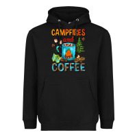 Black Campfires And Coffee Camping Coffee Heavyweight Hoodie - FaDigitalArtStudio