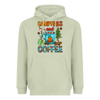 Matcha Campfires And Coffee Camping Coffee Heavyweight Hoodie - FaDigitalArtStudio