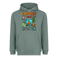 Sage Campfires And Coffee Camping Coffee Heavyweight Hoodie - FaDigitalArtStudio