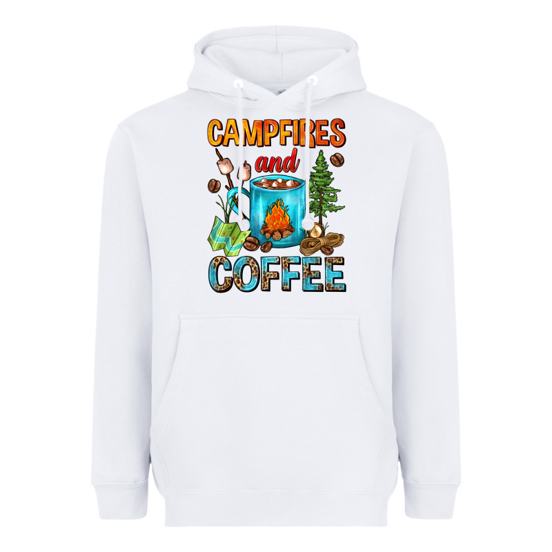 Campfires And Coffee Camping Coffee Heavyweight Hoodie by FaDigitalArtStudio | Teevron