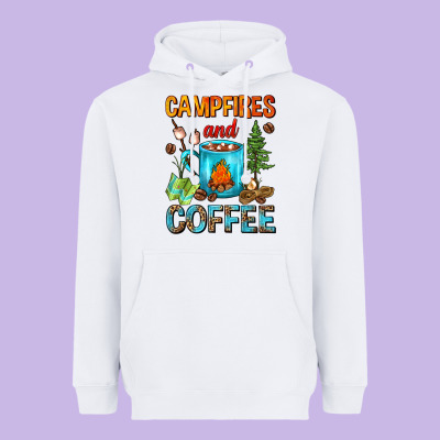 Campfires And Coffee Camping Coffee Heavyweight Hoodie Designed By Fadigitalartstudio
