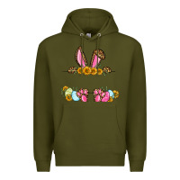 Army Green Western Easter bunny name frame Premium Hoodie - OliviaCreatesArt