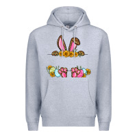 Heather Grey Western Easter bunny name frame Premium Hoodie - OliviaCreatesArt
