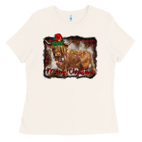 Bone merry christmas highland cow Ladies Tee - BarkalooDesign