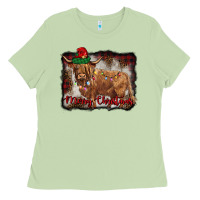 Matcha merry christmas highland cow Ladies Tee - BarkalooDesign