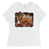 White merry christmas highland cow Ladies Tee - BarkalooDesign