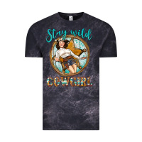 Cloud Black Western Stay Wild Cowgirl Vintage Tee - BundleAndBundleShop