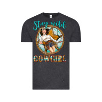 Vintage Black Western Stay Wild Cowgirl Vintage Tee - BundleAndBundleShop