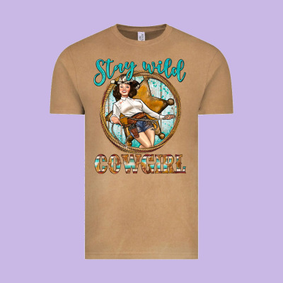 Western Stay Wild Cowgirl Vintage Tee Designed By Bundleandbundleshop