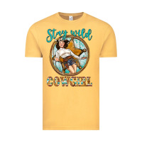 Vintage Mustard Western Stay Wild Cowgirl Vintage Tee - BundleAndBundleShop