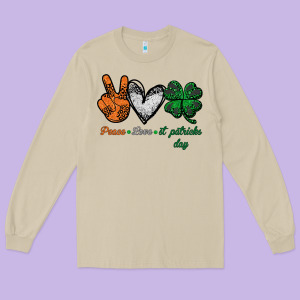 Peace Love St Patrick's Day Long Sleeve Tee Designed By Bettercallsaul