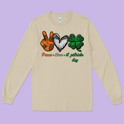 Peace Love St Patrick's Day Long Sleeve Tee Designed By Bettercallsaul