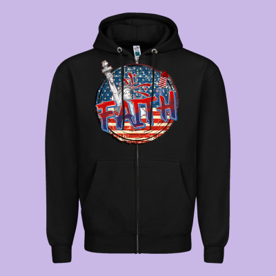 Faith Usa Zipper Hoodie Designed By Cowgirlartshop