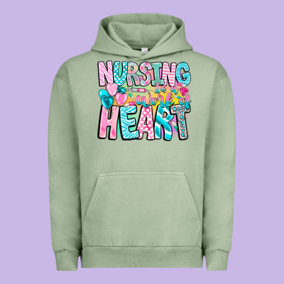 Nursing Is A Work Of Heart Urban Hoodie Designed By Cowhidedigitalart