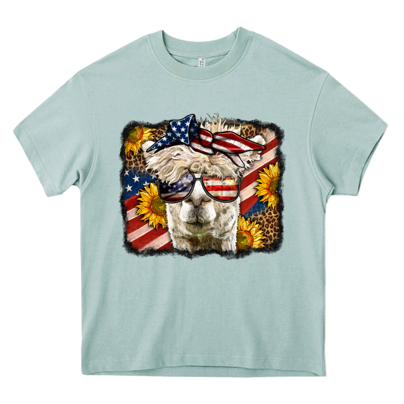 4th Of July Llama Heavy Core Tee by LillyAllenDesigns | Teevron