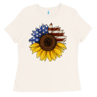 Bone american flag sunflower Ladies Tee - Jasminsmagicworld