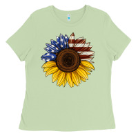Matcha american flag sunflower Ladies Tee - Jasminsmagicworld