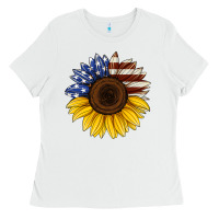 White american flag sunflower Ladies Tee - Jasminsmagicworld