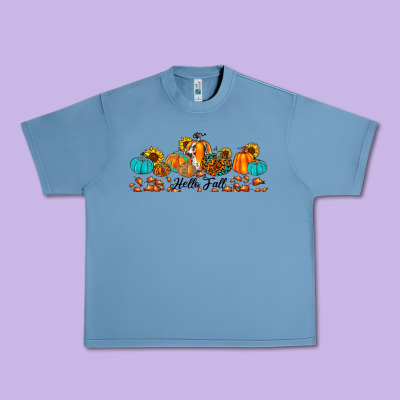 Hello Fall Pumpkin Sunflower Urban Heavy Tee Designed By Jahusdesignshop