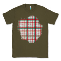 Army Green Christmas Tartan Patch Classic Tee - BundleAndBundleShop