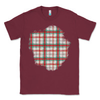 Burgundy Christmas Tartan Patch Classic Tee - BundleAndBundleShop