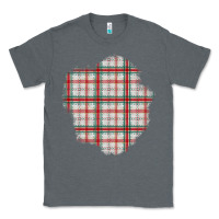 Charcoal Heather Christmas Tartan Patch Classic Tee - BundleAndBundleShop