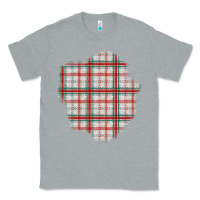 Heather Grey Christmas Tartan Patch Classic Tee - BundleAndBundleShop