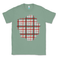 Sage Christmas Tartan Patch Classic Tee - BundleAndBundleShop
