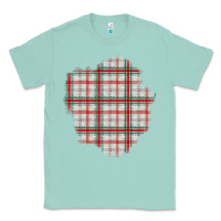 Seafoam Christmas Tartan Patch Classic Tee - BundleAndBundleShop