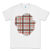 White Christmas Tartan Patch Classic Tee - BundleAndBundleShop