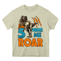 Mossy i'm five hear me roar dinosaur birthday Heavy Core Tee - LillyAllenDesigns