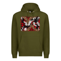 Army Green cowhide buffalo plaid leopad background Premium Hoodie - CowCowDesign