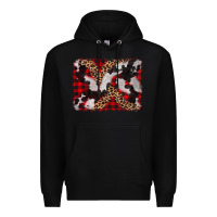 Black cowhide buffalo plaid leopad background Premium Hoodie - CowCowDesign