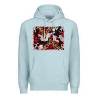 Blue Mist cowhide buffalo plaid leopad background Premium Hoodie - CowCowDesign