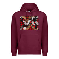 Burgundy cowhide buffalo plaid leopad background Premium Hoodie - CowCowDesign
