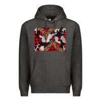 Charcoal Heather cowhide buffalo plaid leopad background Premium Hoodie - CowCowDesign