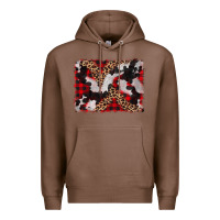 Chestnut cowhide buffalo plaid leopad background Premium Hoodie - CowCowDesign