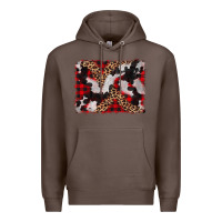 Coffee cowhide buffalo plaid leopad background Premium Hoodie - CowCowDesign