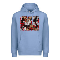 Colony Blue cowhide buffalo plaid leopad background Premium Hoodie - CowCowDesign