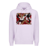 Lilac cowhide buffalo plaid leopad background Premium Hoodie - CowCowDesign