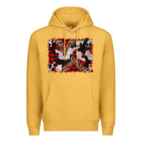 Mustard cowhide buffalo plaid leopad background Premium Hoodie - CowCowDesign