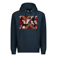 Navy cowhide buffalo plaid leopad background Premium Hoodie - CowCowDesign