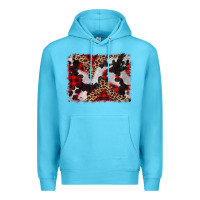 Ocean Blue cowhide buffalo plaid leopad background Premium Hoodie - CowCowDesign