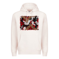 Pale Pink cowhide buffalo plaid leopad background Premium Hoodie - CowCowDesign